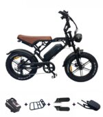 V20 Pro fatbike zwart met luxe bruin zadel inclusief graties accesoires