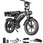 V20 Pro Fatbike Zwart + Achterzitje + Alarmsysteem + Voetsteunen + Voorrek