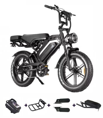 De v20 pro fatbike van QMWHEEL met de gratis accesoires