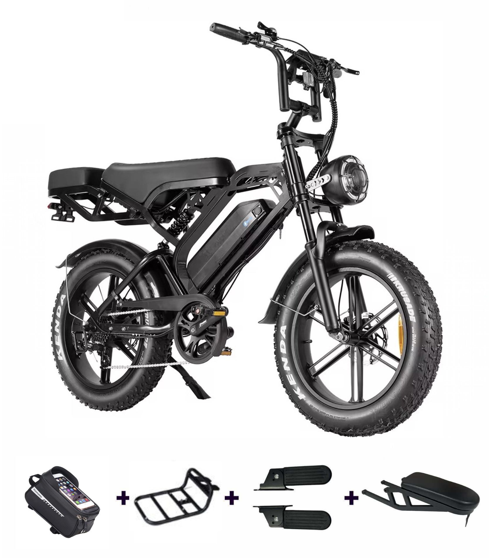 V20-Pro-Zwart-Deal-2026 De v20 pro fatbike van QMWHEEL met de gratis accesoires