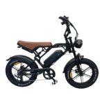 zijnaanzicht van de qmwheel V20 pro zwart met bruin zadel