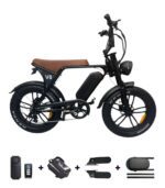 OUXI V8 Fatbike Bruin Zadel met alle gratis accesoires die zijn inbegrepen in de deal