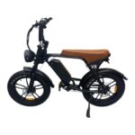 Frame en design van de OUXI V8 met bruin zadel