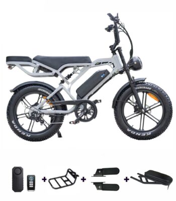 QMWHEEL V20 Pro fatbike Nardo Grey met bijhorende accesoires