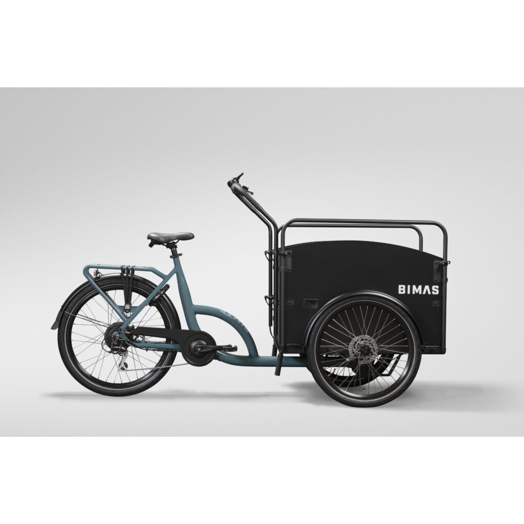 Zijaanzicht van de Bimas eCargo 3.3 Economy Performance Blue