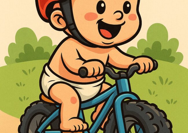 Jongen rijdt op een mini fatbike geschikt voor leeftijd vanaf 12 jaar