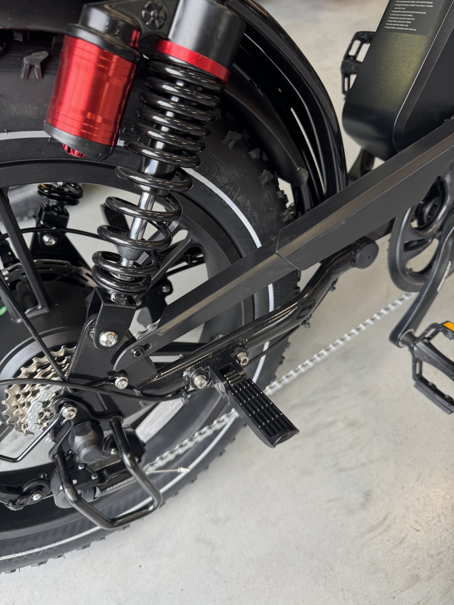 fatbike met passagier en voetsteunen veilig rijden voorbeeld