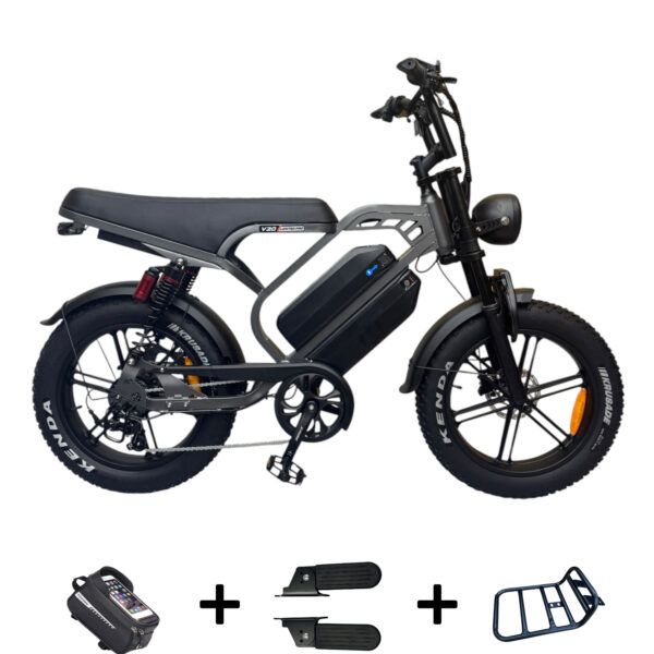 QMWHEEL V20 Limited Pro Silver Grey elektrische fatbike inclusief gratis accesoires